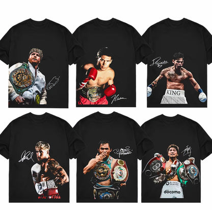 Playera con estampado de boxeador, unisex, buena calidad, ropa casual con estilo para salidas o uso diario.