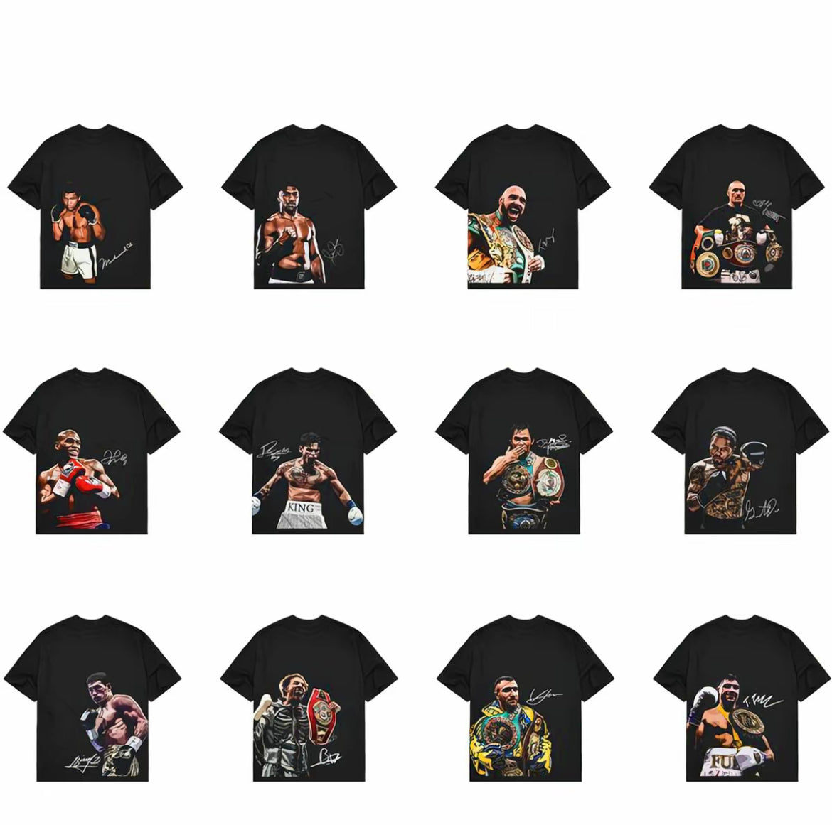 Playera con estampado de boxeador, unisex, buena calidad, ropa casual con estilo para salidas o uso diario.