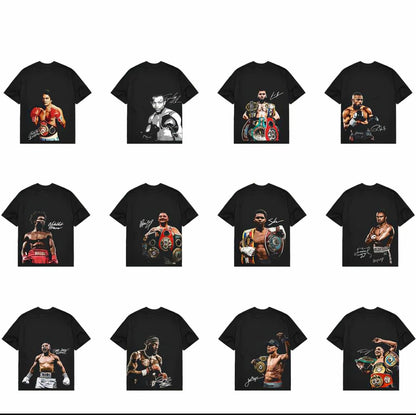 Playera con estampado de boxeador, unisex, buena calidad, ropa casual con estilo para salidas o uso diario.