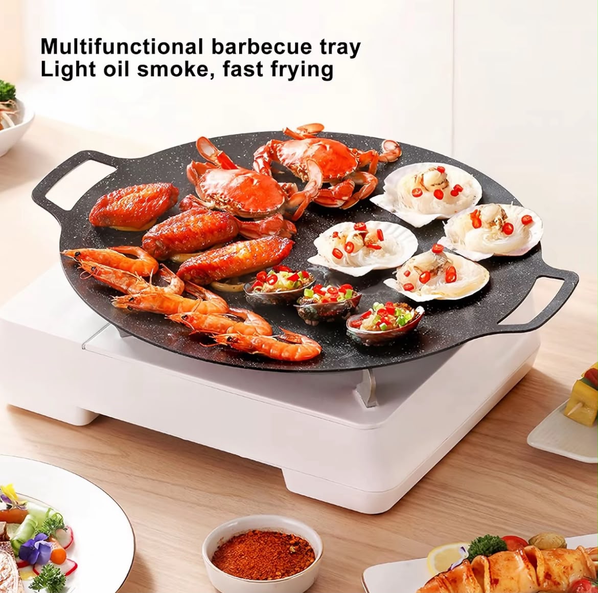 Sarten antiaderente  34cm  facil de limpiar  multiusos,compatible con cocina de inducción y con cocina de gas